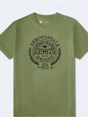 Aeropostale Graphic Tee Olive Green Crewneck Short Sleeve  6231 185
